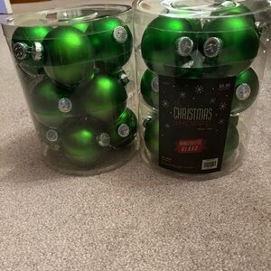 Green Glass ball Ornaments set of 24